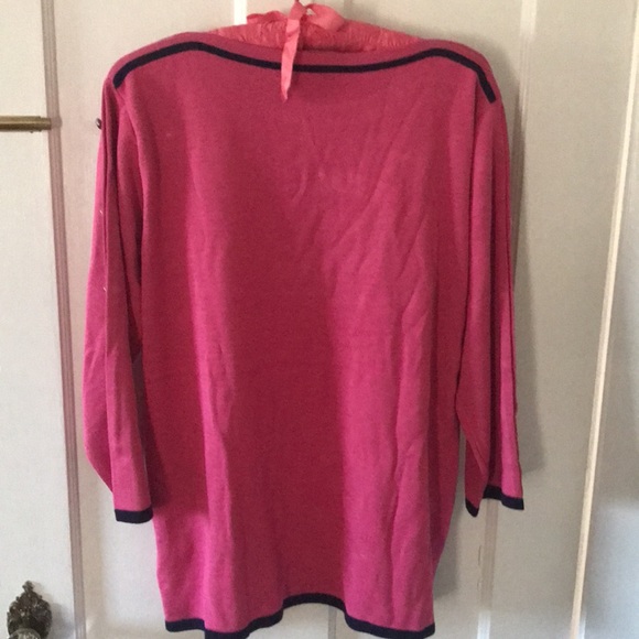 Mudflower pink sweater with navy trim - Picture 2 of 5